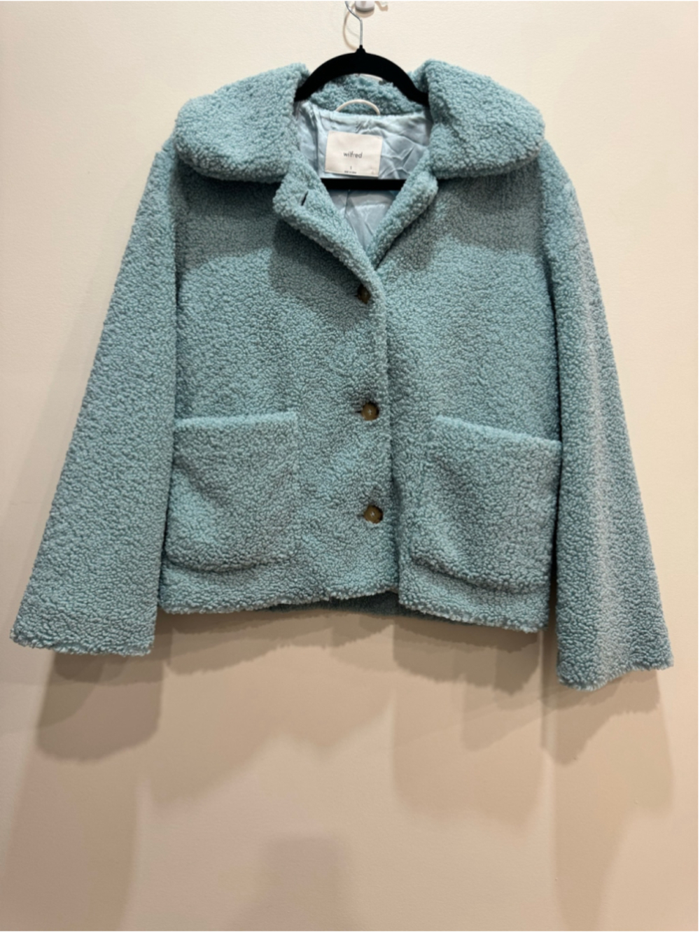 Wilfred Stanza Teddy Jacket Size Small Blue Peacoat Collared Relaxed